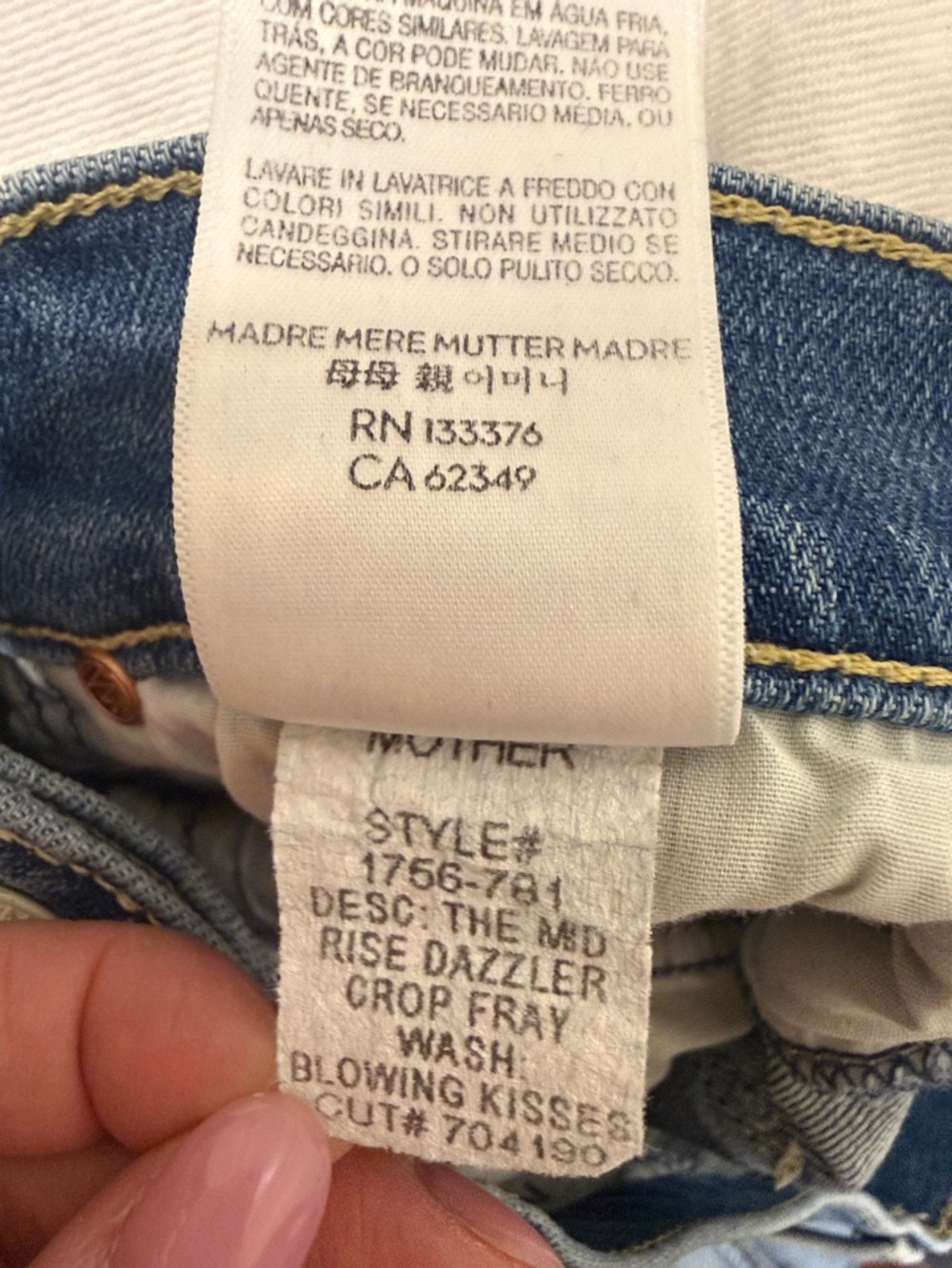 MOTHER The Mid-Rise Dazzler Crop Fray Jeans Blowing Kisses Womens Size 27 - Picture 14 of 15